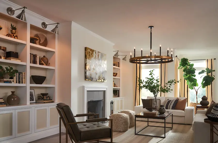 Wells LED Chandelier in Weathered Brass - Image 3