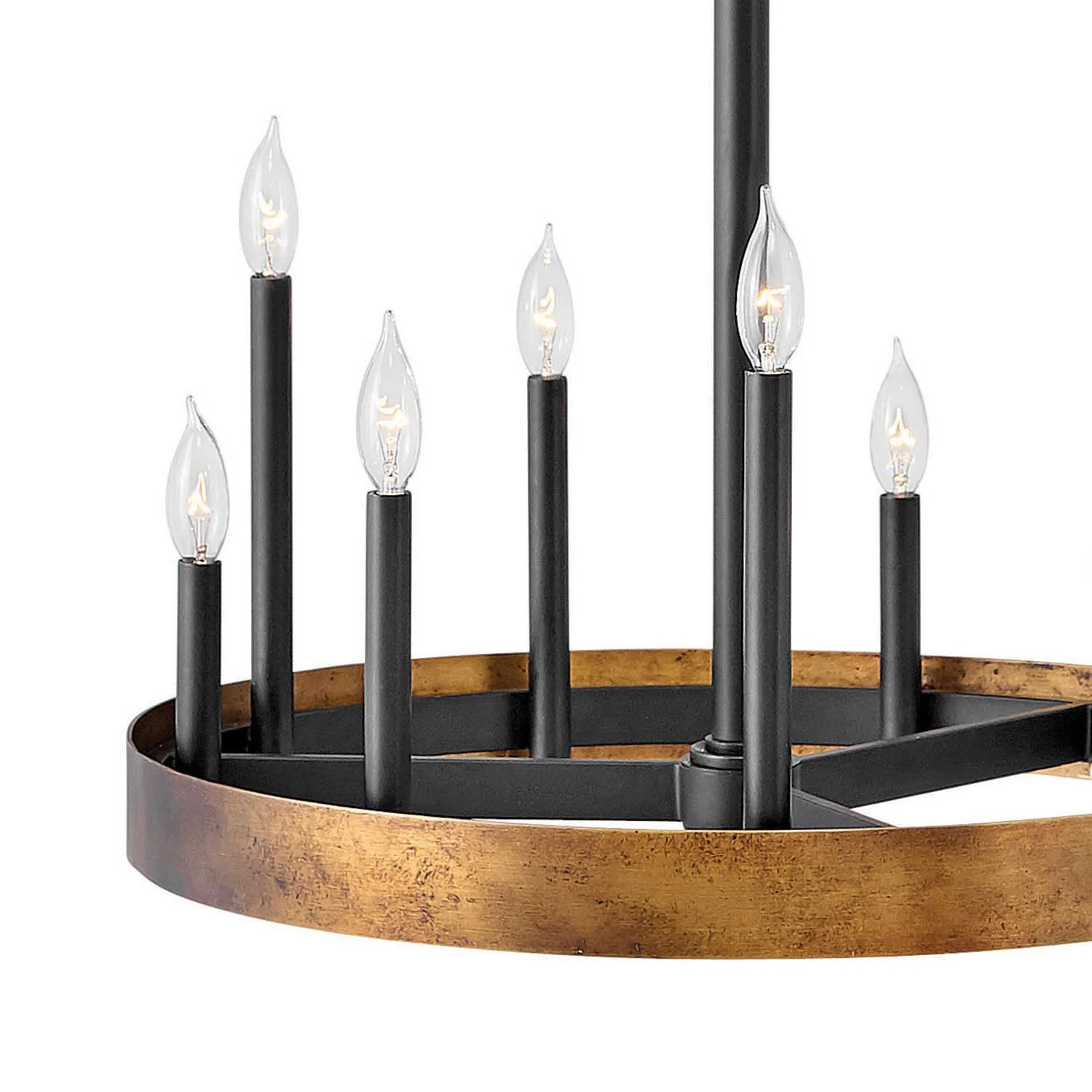 Wells LED Chandelier in Weathered Brass