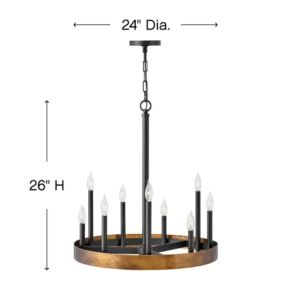 Wells LED Chandelier in Weathered Brass - Image 3
