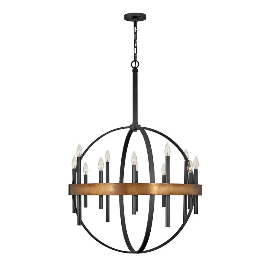 Wells LED Chandelier in Weathered Brass - Image 1