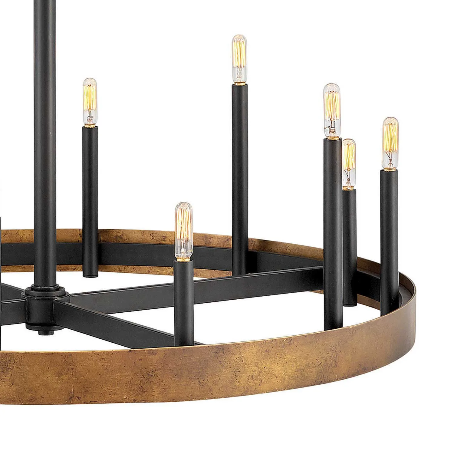 Wells LED Chandelier in Weathered Brass