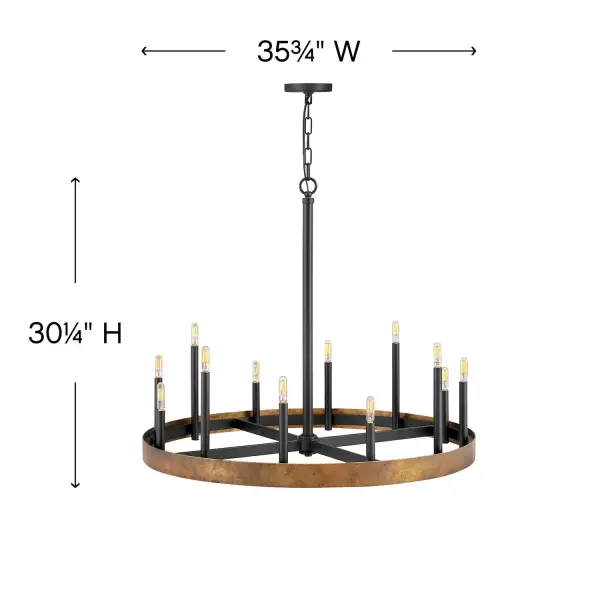 Wells LED Chandelier in Weathered Brass - Image 3
