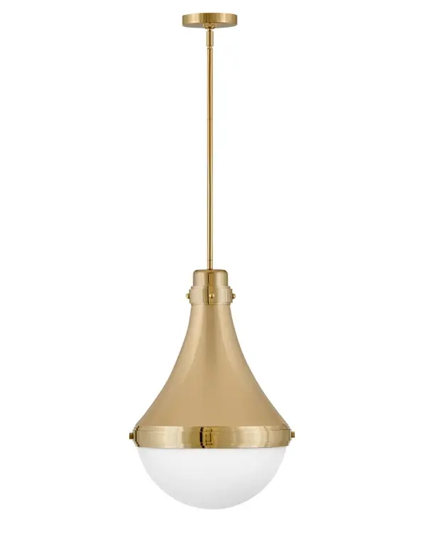 Oliver features an eye-catching sleek spun metal shade and etched opal glass shade beneath. Sleek metal bands and knobs add interest and reinforce its modern-meets-traditional style. Oliver is available in a robust lineup of finish combinations.