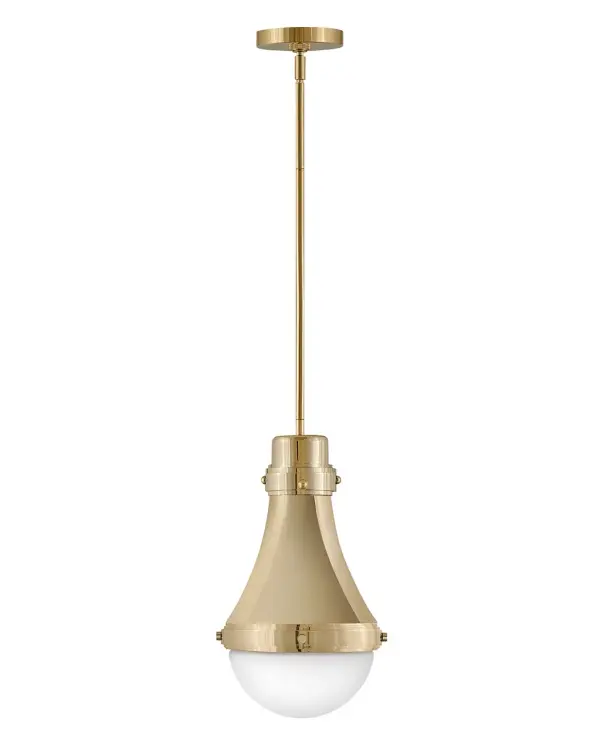 Oliver features an eye-catching sleek spun metal shade and etched opal glass shade beneath. Sleek metal bands and knobs add interest and reinforce its modern-meets-traditional style. Oliver is available in a robust lineup of finish combinations. - alternate view