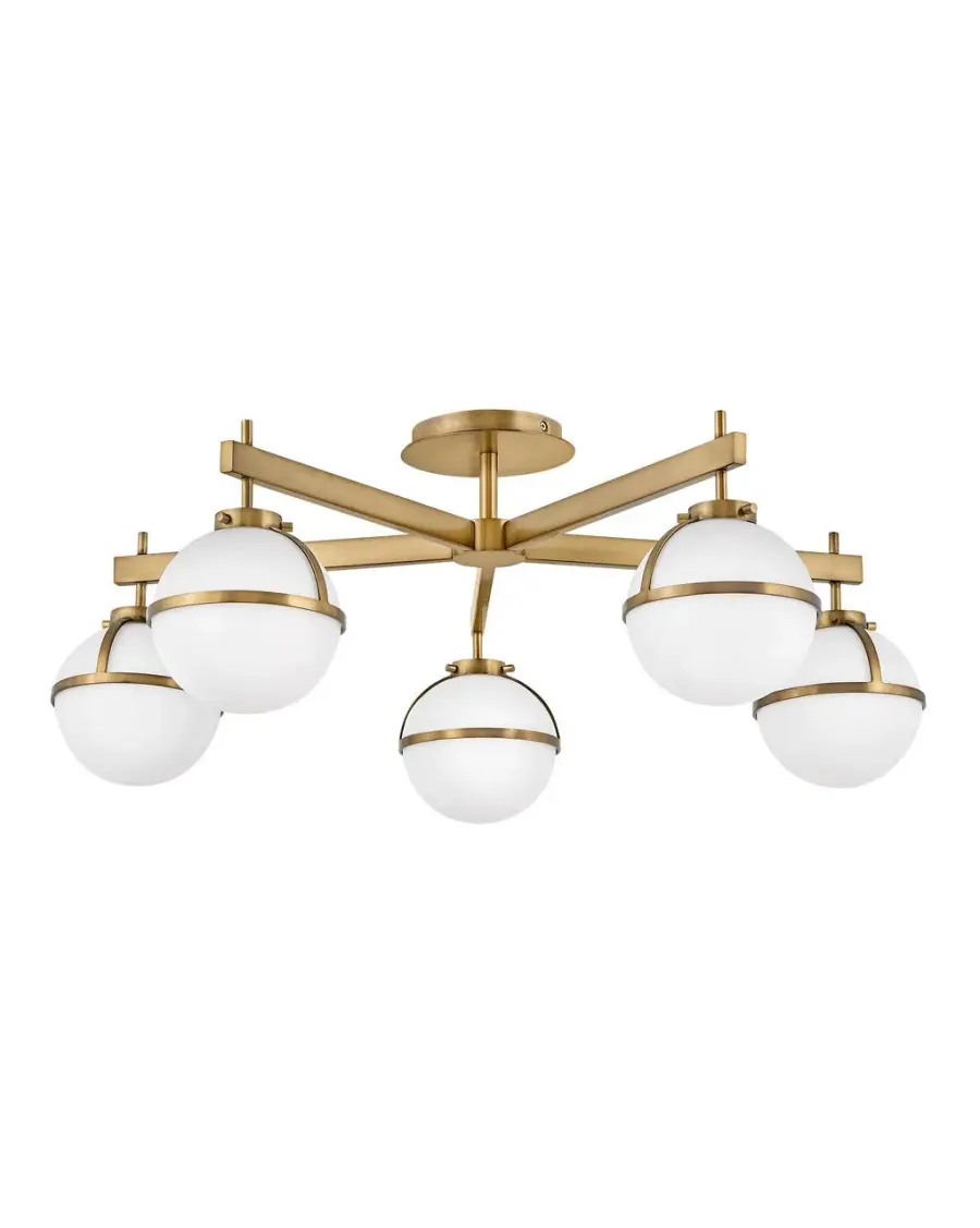 Hollis LED Semi-Flush Mount in Heritage Brass - Image 1
