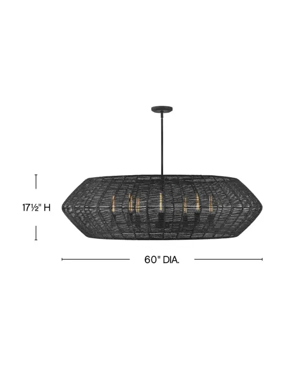 Luca's coastal vibe is permeated with an exotic appeal. The bold pendant showcases a robust, woven drum shade, and a fully finished cluster for plenty of functional light offered in a variety of finish options. Luca is part of the Lisa McDennon Collection. - alternate view