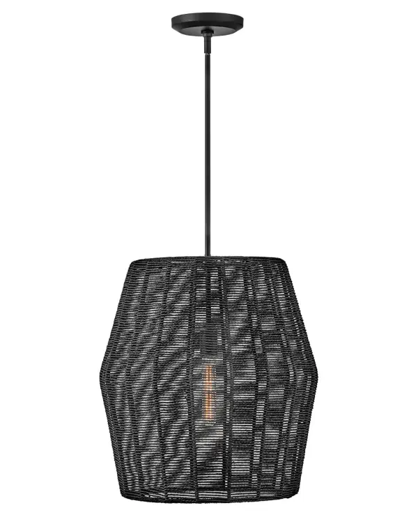 Luca's coastal vibe is permeated with a slightly exotic edge. The bold pendant showcases a robust, woven drum shade, and a full finished cluster for plenty of functional light offered in a variety of finish options. Luca is part of the Lisa McDennon Collection.