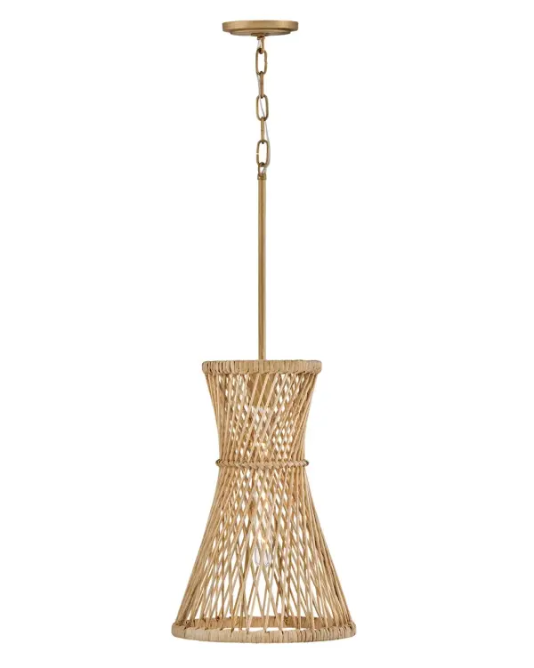 The Twyla LED Pendant brings relaxed coastal charm to any space with its handwoven natural reed shade and warm burnished gold finish. Perfect for adding organic texture and ambient lighting to transitional interiors.