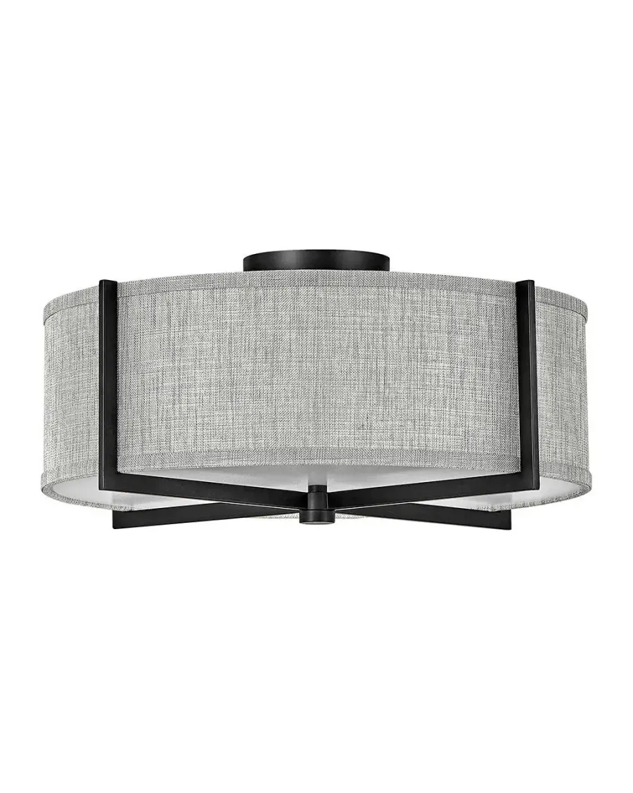 Axis Heathered Gray LED Semi-Flush Mount in Black - Image 1