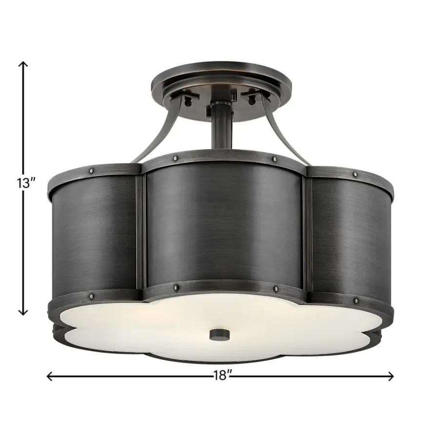 Chance LED Semi-Flush Mount in Blackened Brass - Image 2