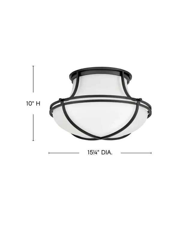 Saddler’s sculptural tear-drop dome forms a chic silhouette accentuated by decorative metal straps. Etched opal glass complemented by a Heritage Brass or Black finish creates a versatile design with high style. - alternate view