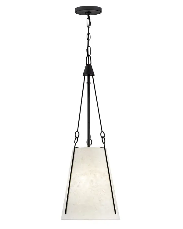 Slim and elegant, the handcrafted paper shade of Danvers makes a subtly impactful statement with its sophisticated silhouette. Sturdy metal uprights create stylish contrast in either a Black or Lacquered Dark Brass finish.