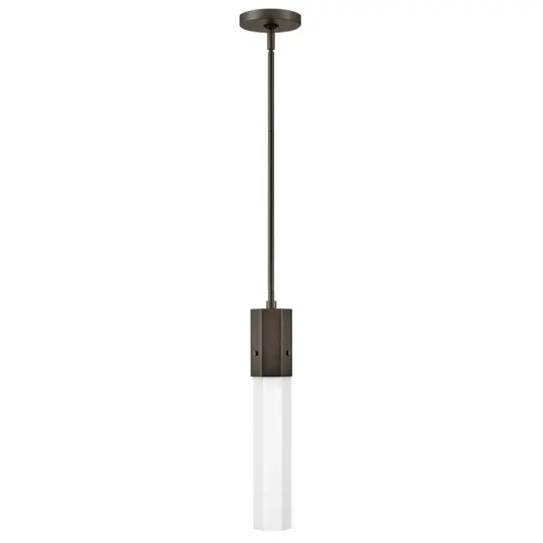 For a profile that is unpretentious, yet unforgettable, view all the sides of Facet. Interesting angles combine with a bold center bracelet to create the edgy and contemporary look. Hexagonal etched glass is highlighted by a Black Oxide or Heritage Brass center and end caps of the same shape, while the hidden mounting hardware remains unseen to simply highlight the superior style.