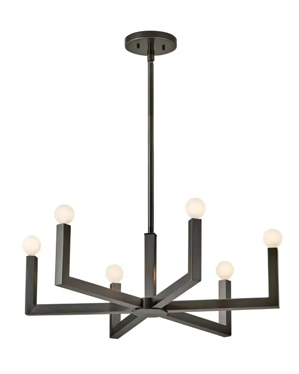The Ezra family stunningly pairs minimalist elegance with an industrial edge. The strong square arms, sharp angles, and bold silhouette add dimensional appeal, bringing interest to dining rooms, foyers, kitchens, and beyond. Pairing Ezra with a globe-style bulb nails down the transitional, midcentury modern vibe.