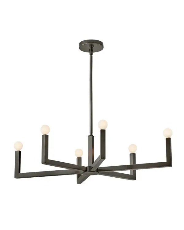 The Ezra family stunningly pairs minimalist elegance with an industrial edge. The strong square arms, sharp angles, and bold silhouette add dimensional appeal, bringing interest to dining rooms, foyers, kitchens, and beyond. Pairing Ezra with a globe-style bulb nails down the transitional, midcentury modern vibe.
