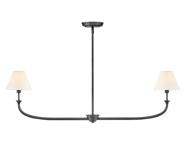 Inspired by traditional lighting styles, Greta complements its slim, contemporary silhouette with timeless details and classic finishes. Tapered, off-white linen shades softly diffuse light, filling your space with a warm ambiance.