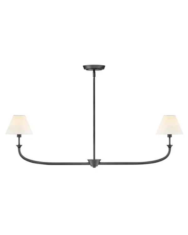 Inspired by traditional lighting styles, Greta complements its slim, contemporary silhouette with timeless details and classic finishes. Tapered, off-white linen shades softly diffuse light, filling your space with a warm ambiance. - alternate view
