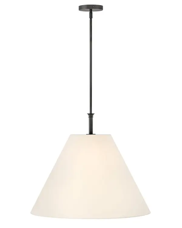 Inspired by traditional lighting styles, Greta complements its slim, contemporary silhouette with timeless details and classic finishes. A tapered, off-white linen shade softly diffuses light, filling your space with a warm ambiance. - alternate view