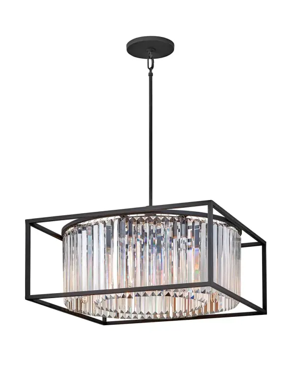 Giada is a contemporary chandelier collection with stunning crystal prisms set within a frame of Black to create a seamless, sparkling, jewelry-like effect.