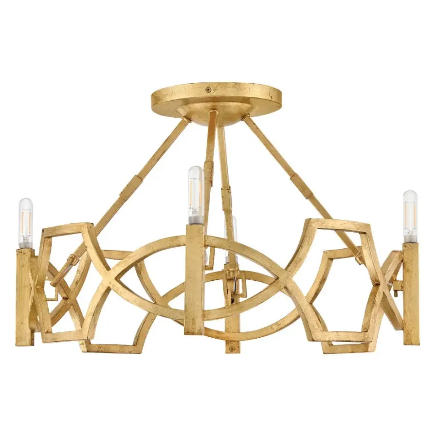 Leona LED Semi-Flush Mount in Distressed Brass - Image 2