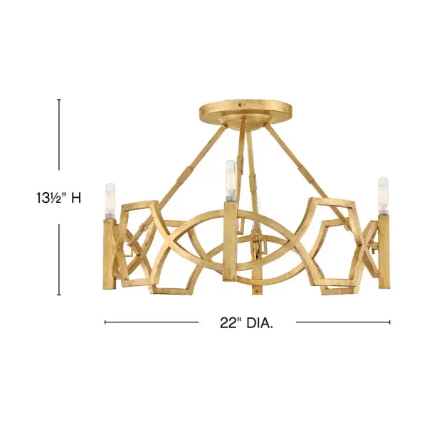 Leona LED Semi-Flush Mount in Distressed Brass - Image 6