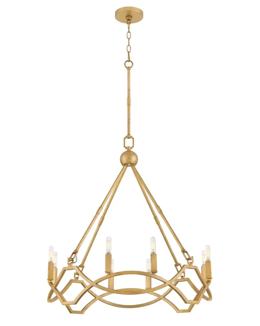 Leona LED Chandelier in Distressed Brass - Image 1