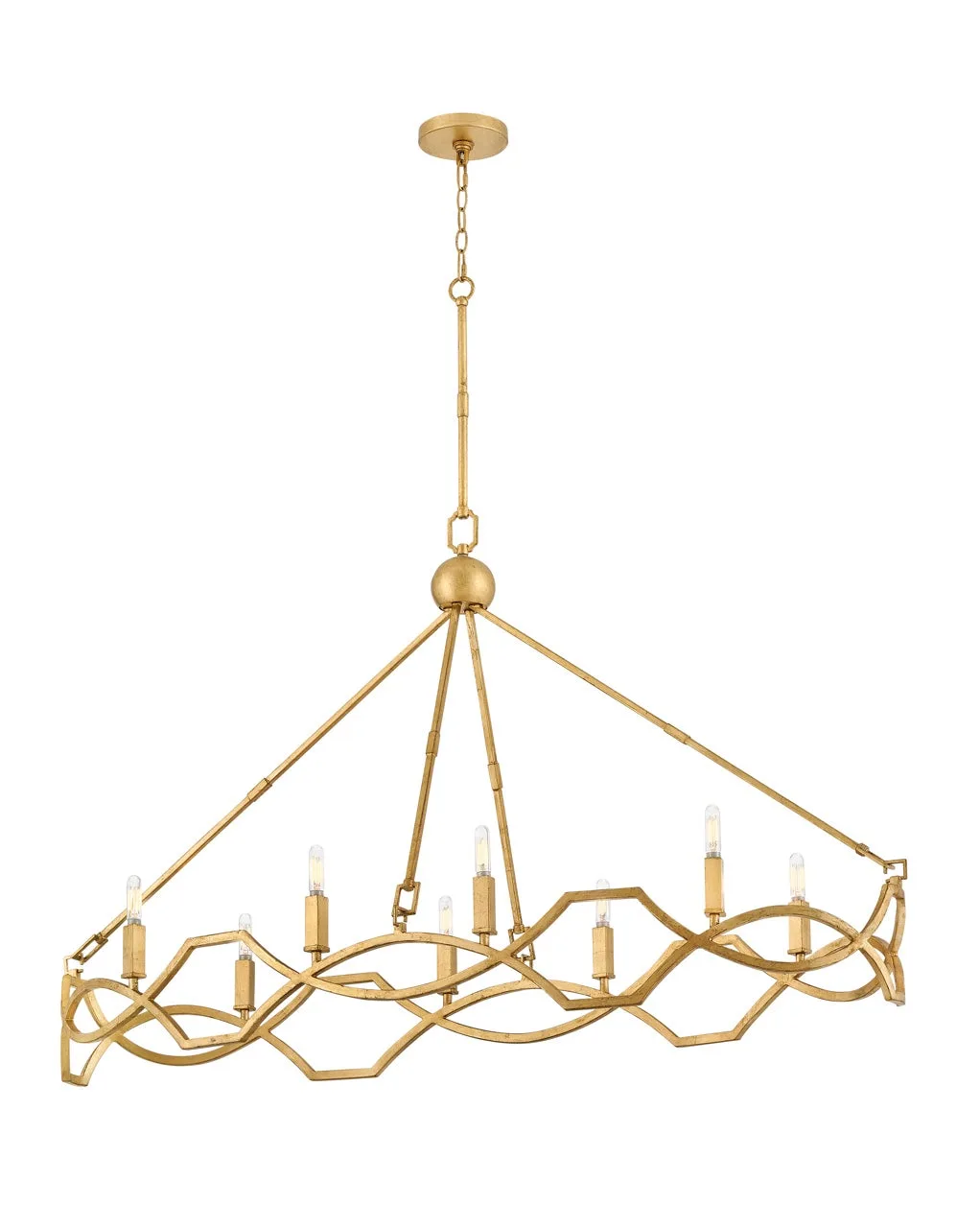 Leona LED Linear Chandelier in Distressed Brass