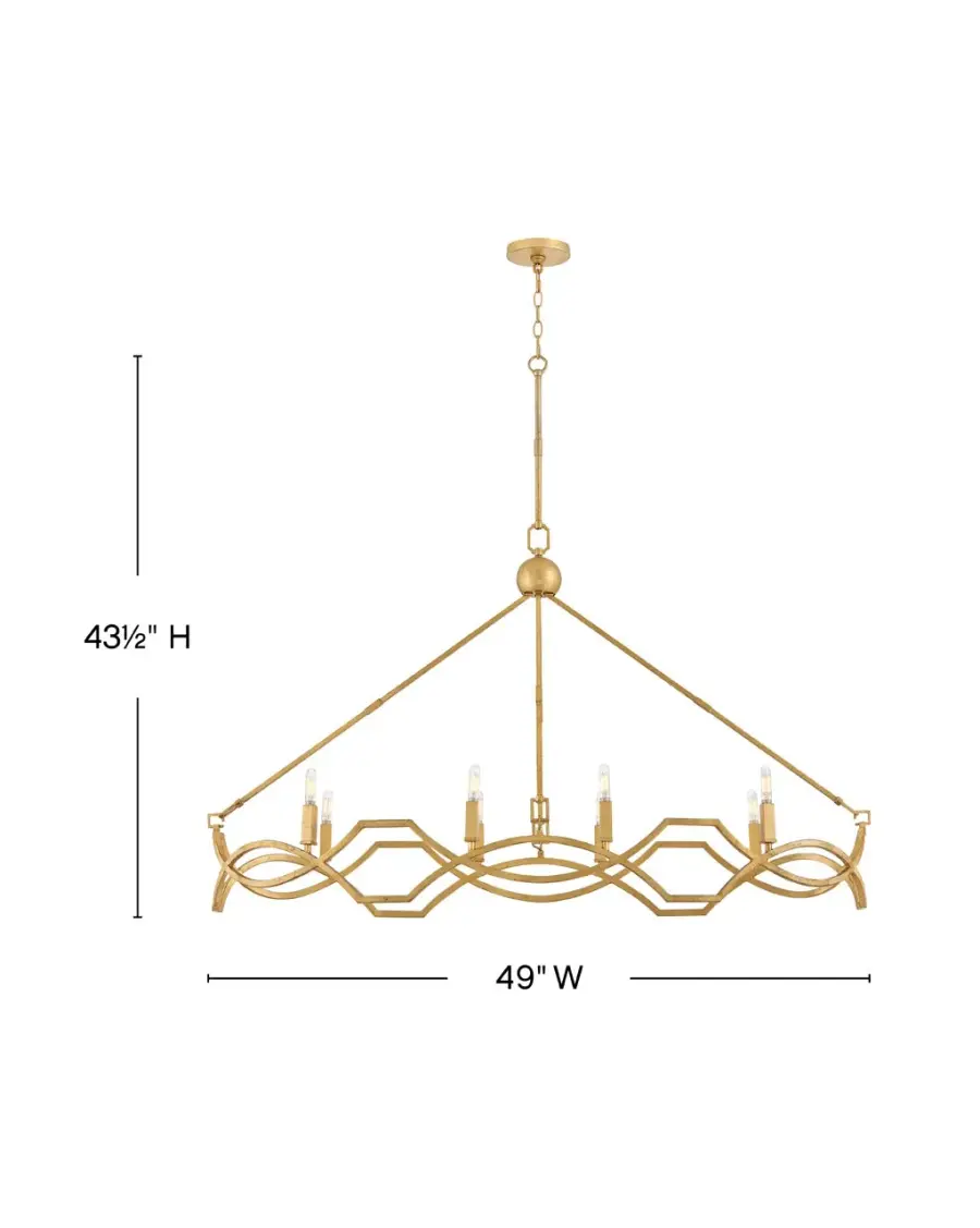 Leona LED Linear Chandelier in Distressed Brass - Image 2