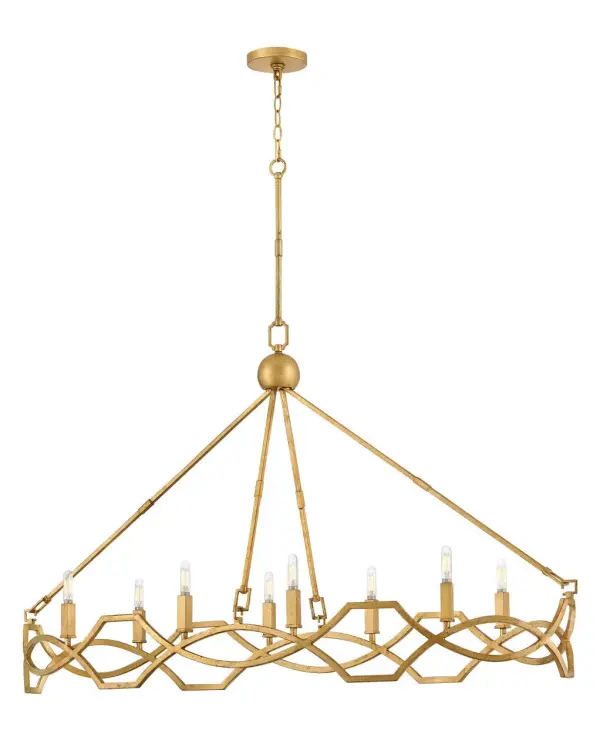 Leona LED Linear Chandelier in Distressed Brass - Image 4