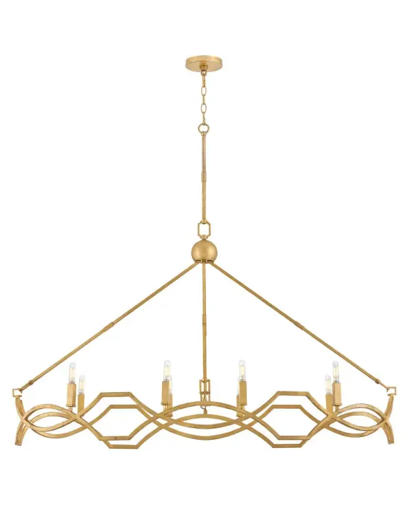 Leona LED Linear Chandelier in Distressed Brass - Image 5