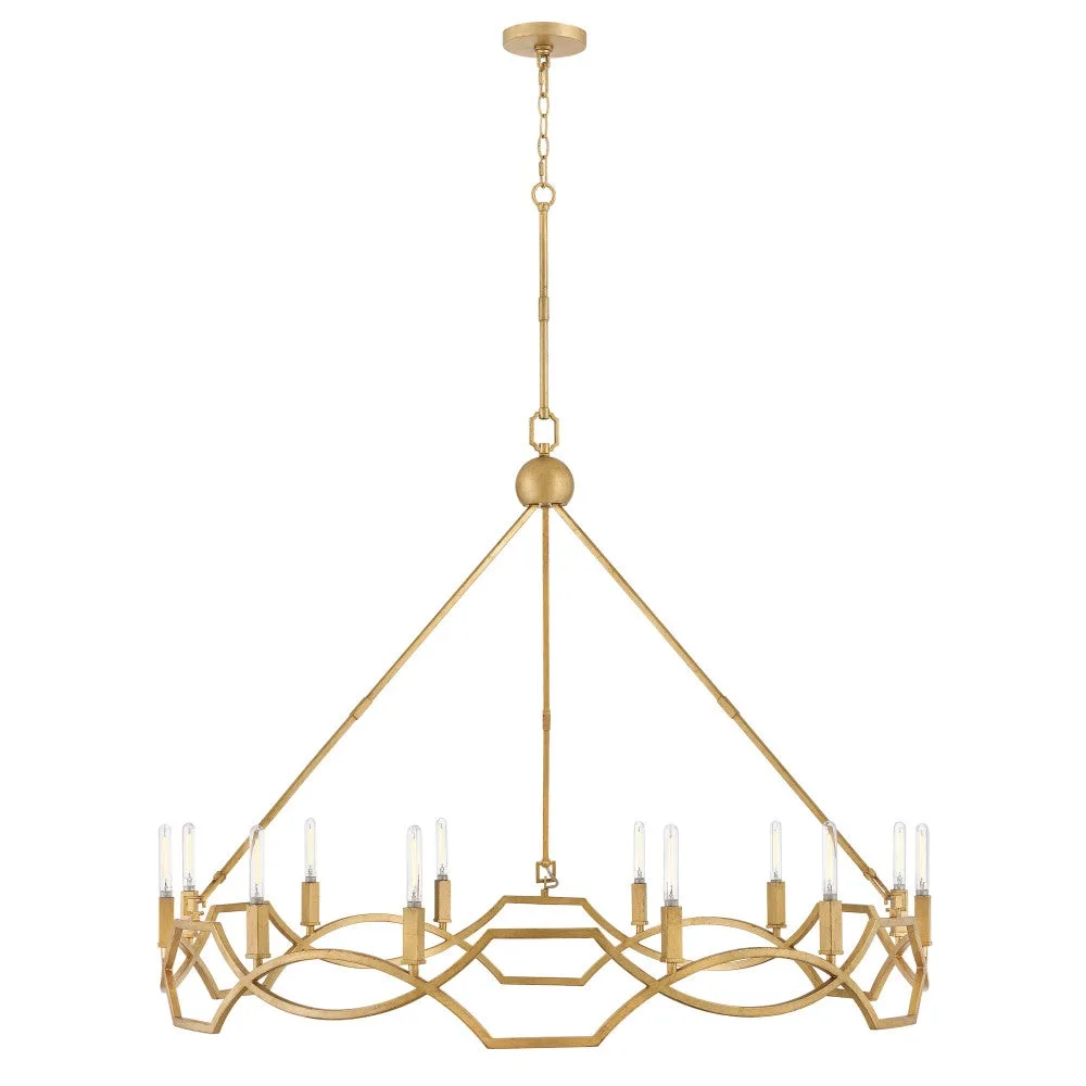 Leona LED Chandelier in Distressed Brass