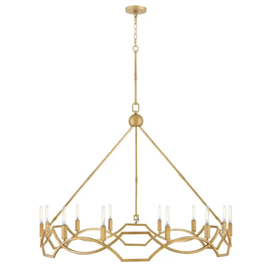 Leona LED Chandelier in Distressed Brass - Image 1