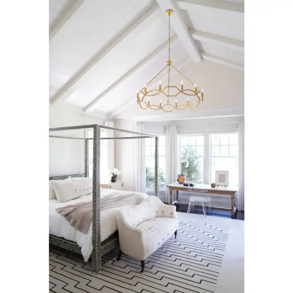 Leona LED Chandelier in Distressed Brass - Image 9