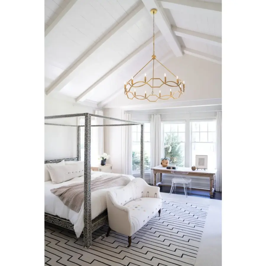 Leona LED Chandelier in Distressed Brass - Image 9