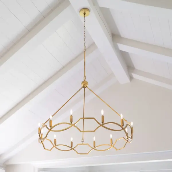 Leona LED Chandelier in Distressed Brass - Image 10