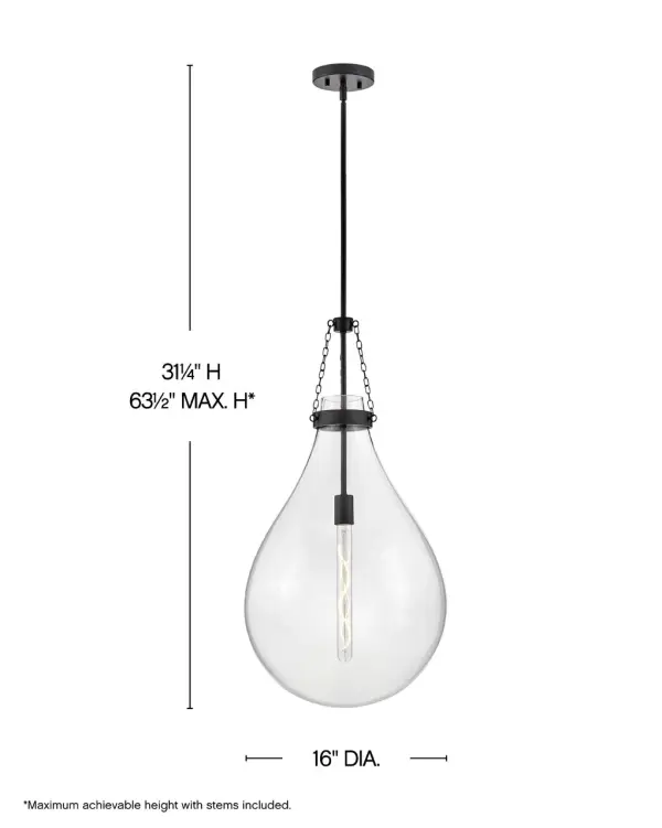 Eloise is bold and balanced with a compelling silhouette that is the definition of “statement-making.” Clear, raindrop-shaped glass is further enhanced by the delicate chain detailing to finish off a truly eye-catching fixture. Eloise adds to any transitional, modern, or traditional space. - alternate view