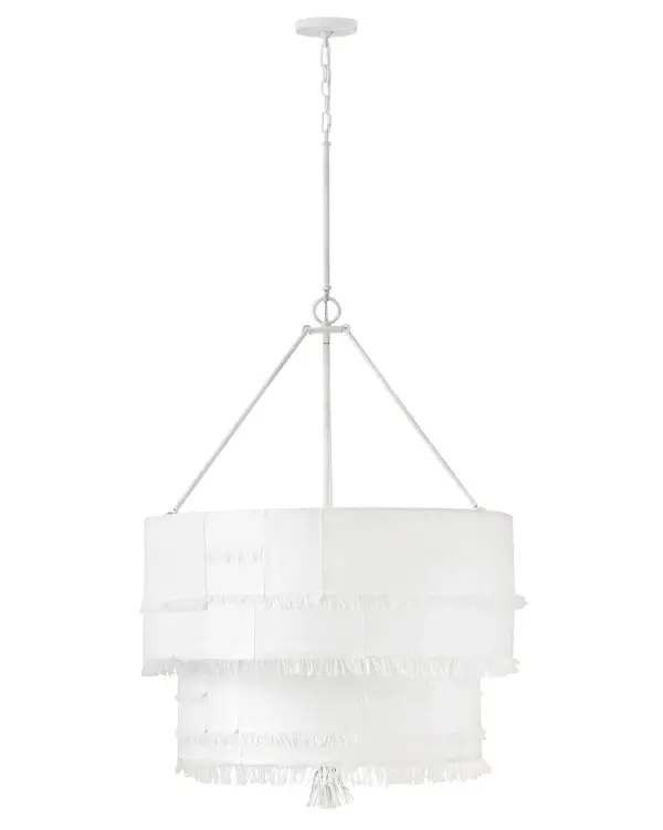 Taking a nod from current distressed fashions, Baya’s soft, hand-sewn patchwork shade creates a light and elegant feeling. Its coastal cottage style and chic texture make an artsy transitional statement complemented by a leather tassel, comfortable dimmable lamping, and a Textured Plaster finish. - alternate view