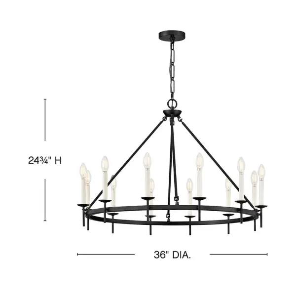 Traditional in the best way, Copley’s simple ring silhouette is topped with contrasting candle sleeves as an homage to classic chandelier styles. Exposed candelabra lamps glow with warm and inviting illumination, creating soft ambiance within grand gathering spaces. - alternate view
