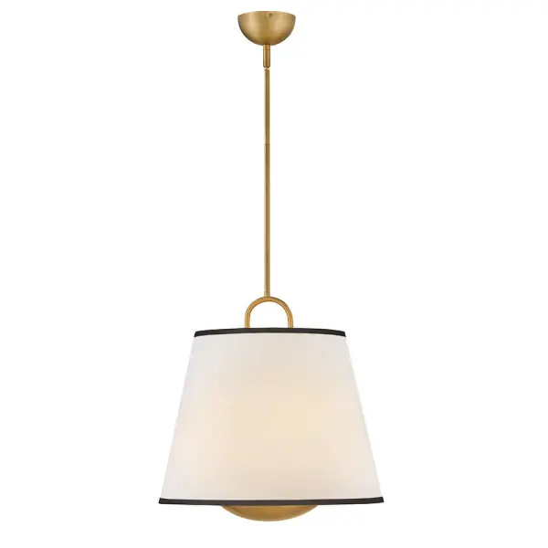 A take on traditional sconce styles, Sonia’s tapered shades feature contrasting top and bottom binding. The chic metal frame and accents are finished in versatile Lacquered Brass to complement any color palette.