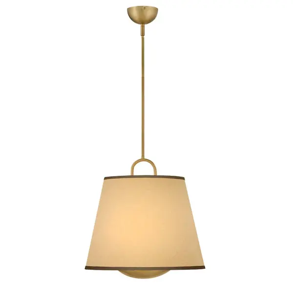 A take on traditional sconce styles, Sonia’s tapered shades feature contrasting top and bottom binding. The chic metal frame and accents are finished in versatile Lacquered Brass to complement any color palette.