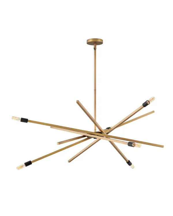 The Archer LED Chandelier combines mid-century design with contemporary flexibility. Its articulating arms and Heritage Brass finish create a sophisticated focal point, while integrated LED technology provides energy-efficient illumination.