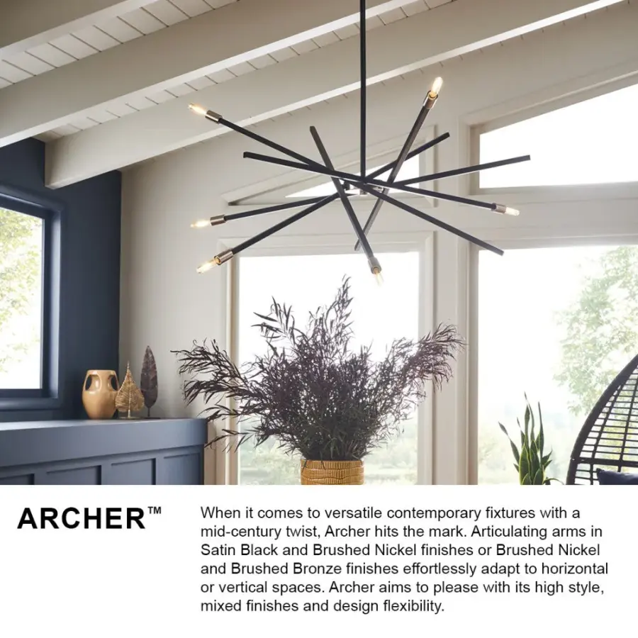 Archer LED Chandelier in Heritage Brass - Image 4