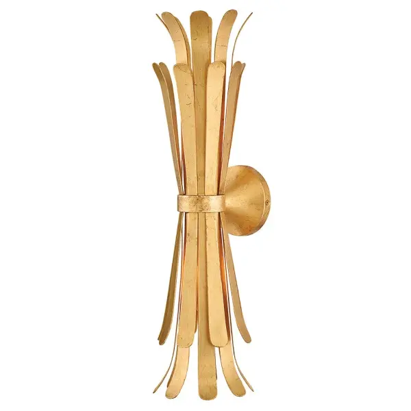 Remarkably dramatic, Reina’s repeating flared fronds surround its central drum and etched white glass diffuser, making a refined yet striking statement within any space. A Distressed Brass finish creates a classic look while the white Textured Plaster finish provides a more modern feel.