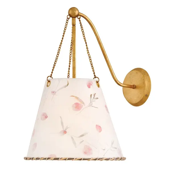 Artisan-crafted from handmade paper pressed with real flowers, Primrose’s delightful shade with twisted rope detailing brings truly unique beauty and cozy ambiance to your space. Its elegant conical silhouette is suspended gracefully from delicate chains, enhanced by a warm Distressed Brass finish.