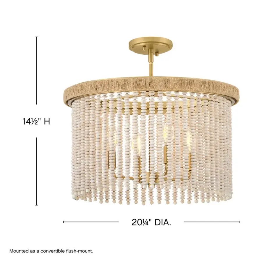 Indra LED Convertible Semi-Flush Mount in Lacquered Brass - Image 10