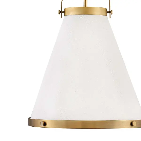 Simple, purposeful details are what make Lexi an essential element to transitional or farmhouse décor. The off-white textured fabric shade is cut on the bias and banded on top and bottom in stunning rings with matching knobs, while a top strap ties the look together. A stem with swivel allows for easy rotation. Don't let the clean lines deceive, Lexi is purely upscale in design.