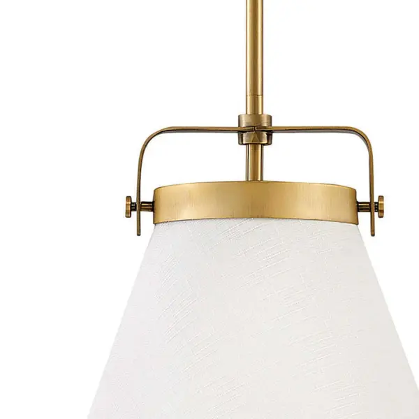 Simple, purposeful details are what make Lexi an essential element to transitional or farmhouse décor. The off-white textured fabric shade is cut on the bias and banded on top and bottom in stunning rings with matching knobs, while a top strap ties the look together. A stem with swivel allows for easy rotation. Don't let the clean lines deceive, Lexi is purely upscale in design. - alternate view