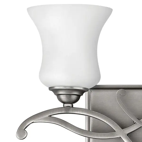 Brooke’s updated traditional look features a minimalist forged scroll design in Antique Nickel that elegantly complements its etched opal glass. - alternate view