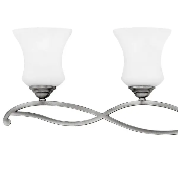 Brooke’s updated traditional look features a minimalist forged scroll design in Antique Nickel that elegantly complements its etched opal glass. - alternate view