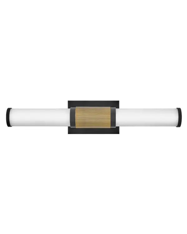 A timeless and tailored design with versatile, two-toned finish options ensures Zevi will shine among various décors. Both industrial in form and transitional in style, Zevi features a striking, signature ribbed cuff that centers an etched opal glass baton. This integrated LED sconce can be mounted vertically and horizontally and comes in three finish combinations. - alternate view